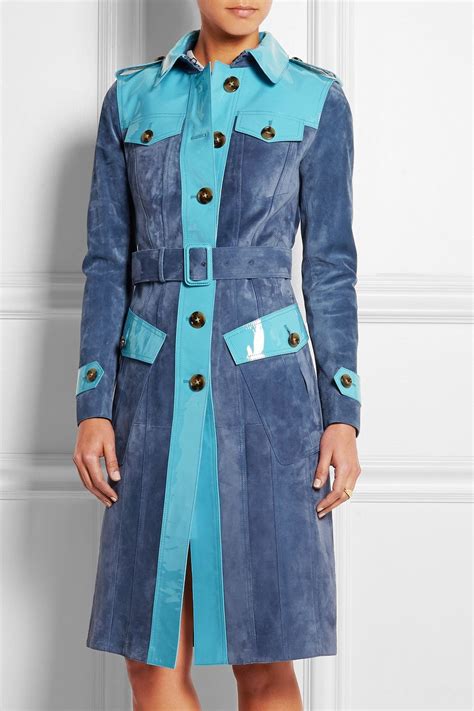 burberry prorsum patent leather-paneled suede trench coat|Burberry Prorsum Coats .